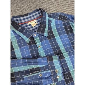 Carbon 2 Cobalt Shirt Mens Large Green‎ Blue Plaid Check LS Flannel Hike Preppy